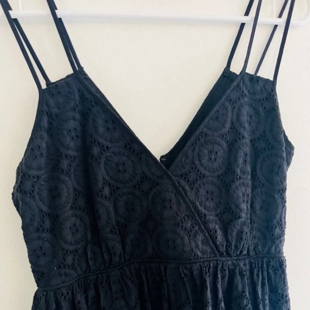 J. Crew Black Geometric Eyelet Mini Dress 6
